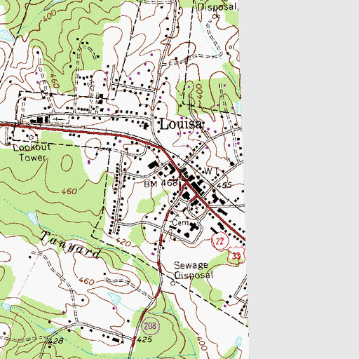 Topographic Map of Louisa, VA