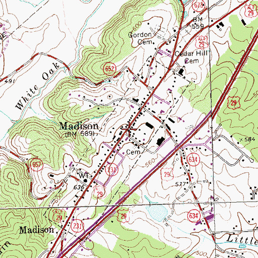 Topographic Map of Madison, VA