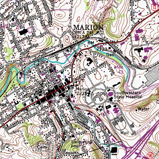 Topographic Map of Marion, VA