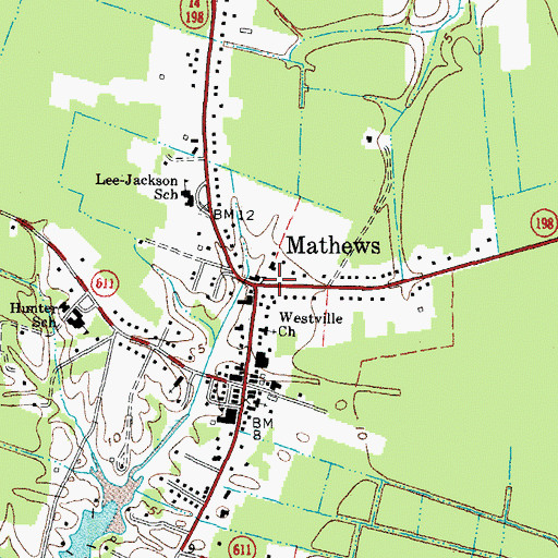 Topographic Map of Mathews, VA