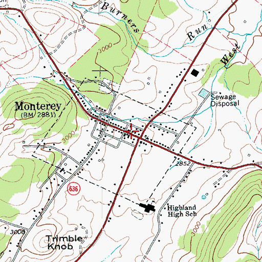 Topographic Map of Monterey, VA