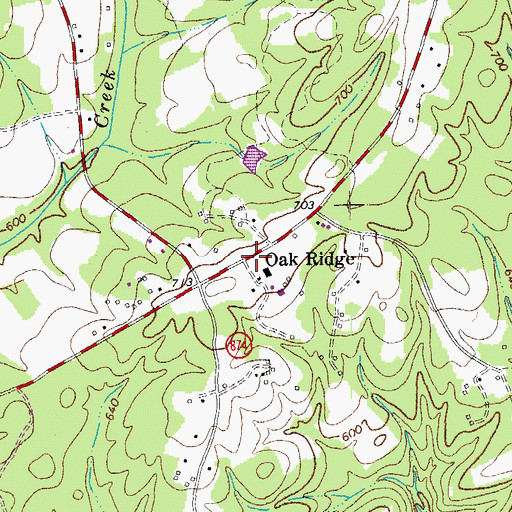 Topographic Map of Oak Ridge, VA