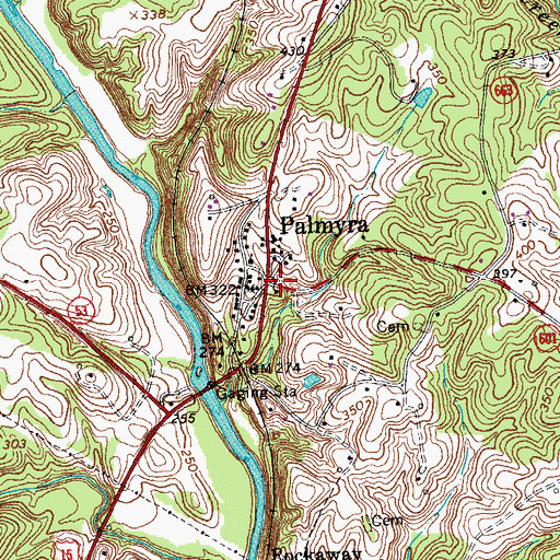 Topographic Map of Palmyra, VA