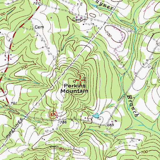Topographic Map of Perkins Mountain, VA