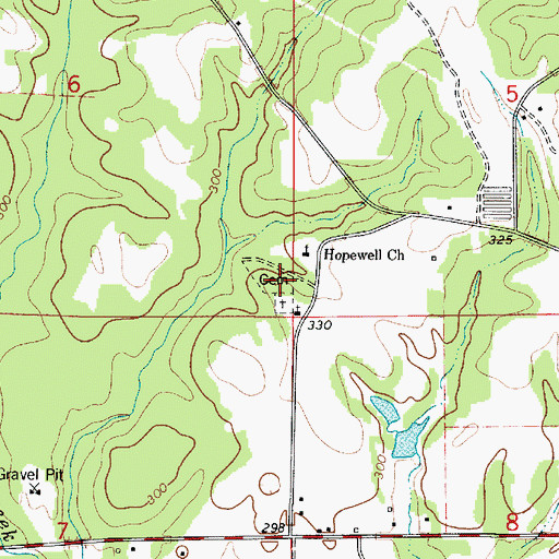 Topographic Map of Hopewell Cemetery, AL