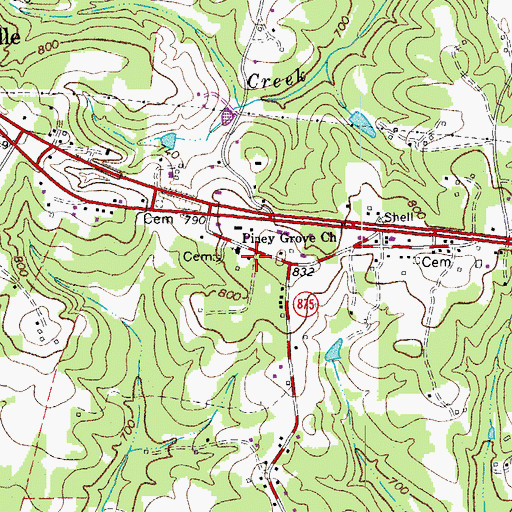 Topographic Map of Piney Grove Church, VA