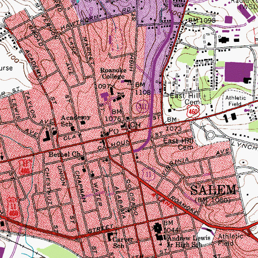 Topographic Map of Salem, VA