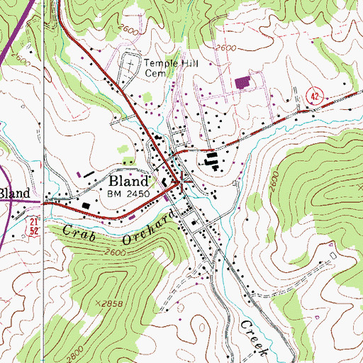 Topographic Map of Bland, VA