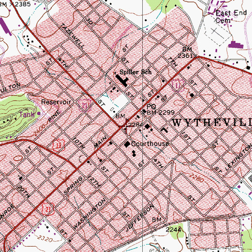 Topographic Map of Wytheville, VA