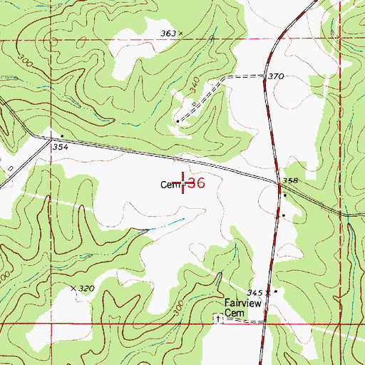 Topographic Map of Elvins Cemetery, AL