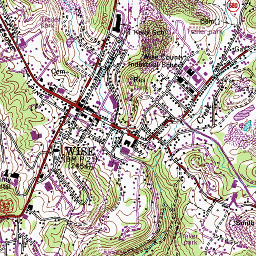 Topographic Map of Wise, VA