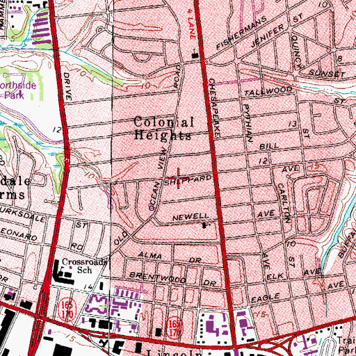 Topographic Map of City of Norfolk, VA