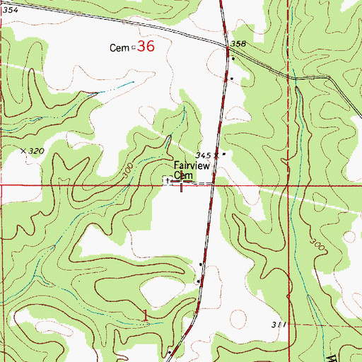 Topographic Map of Fairview Presbyterian Church (historical), AL