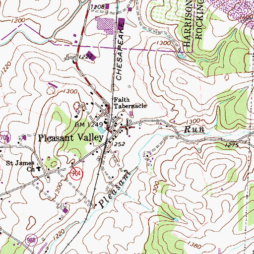 Topographic Map of Pleasant Valley Post Office, VA