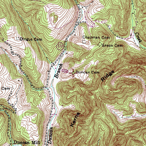 Topographic Map of Duncan Cemetery, VA