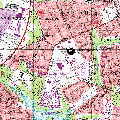 Topographic Map of Mount Vernon Hospital Heliport, VA