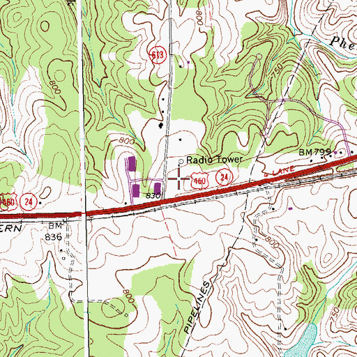 Topographic Map of State Police Division Three Heliport, VA