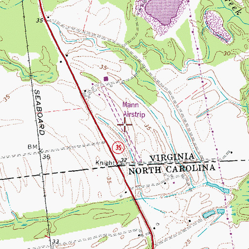 Topographic Map of Mann Airport, VA