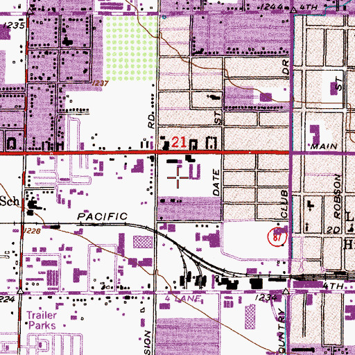 Topographic Map of Ross Airport (historical), AZ
