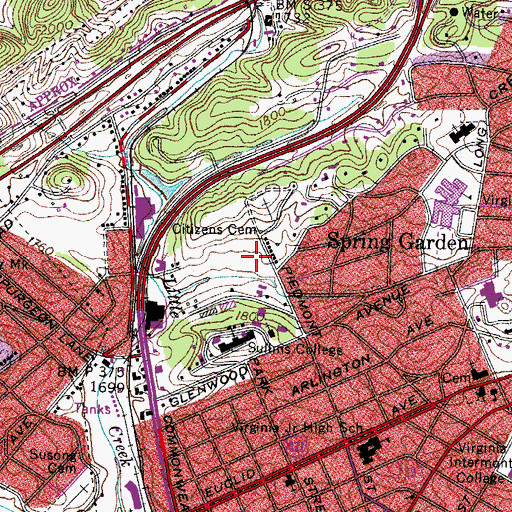 Topographic Map of Sullins Heliport, VA