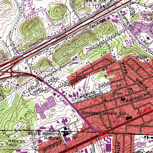 Topographic Map of Bristol Regional Medical Center Heliport, VA
