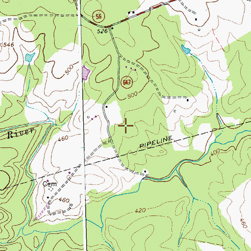 Topographic Map of Wheatland Airport, VA