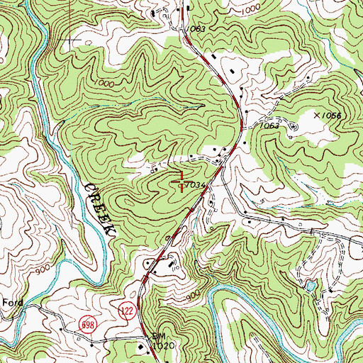 Topographic Map of Burnt Chimney Airport, VA
