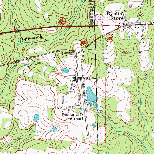 Topographic Map of Chase City Municipal Airport, VA