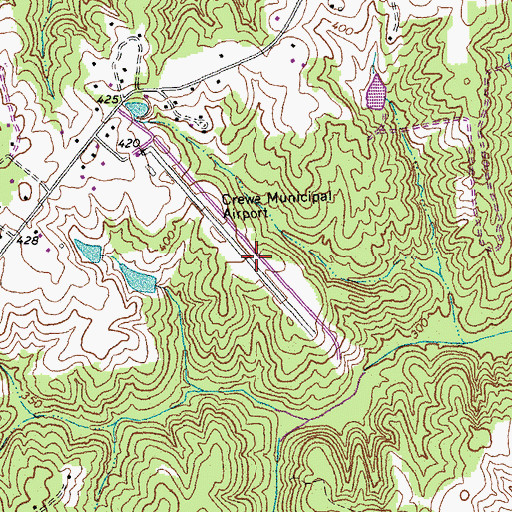 Topographic Map of Crewe Municipal Airport, VA