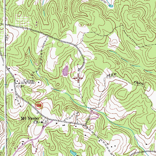 Topographic Map of Trent Farm Airstrip, VA