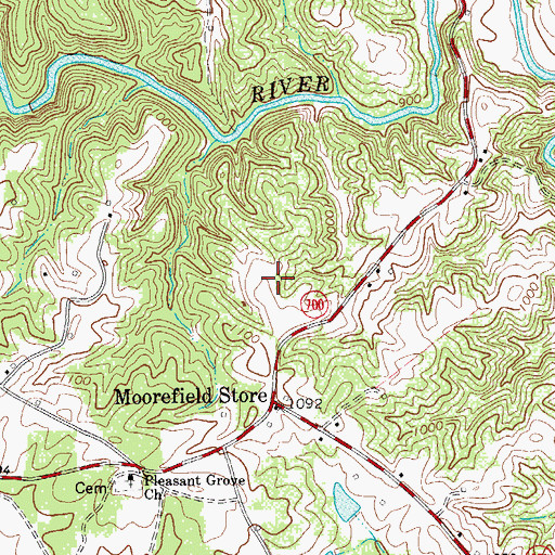Topographic Map of Moorefield's Airstrip, VA