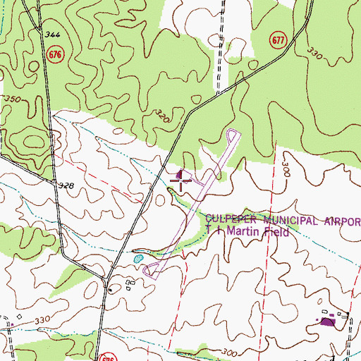 Topographic Map of Culpeper Regional Airport, VA