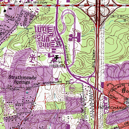 Topographic Map of Fairfax Hospital Heliport, VA