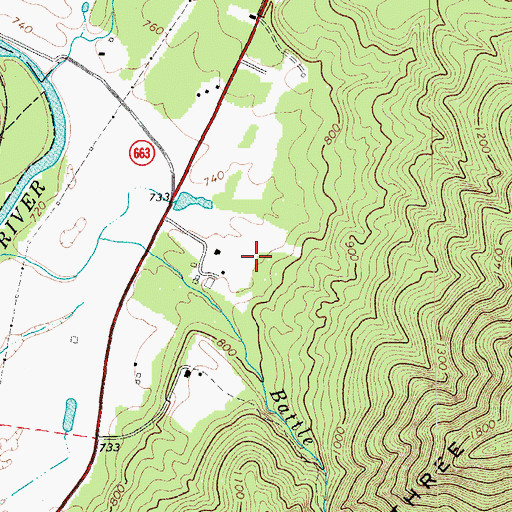 Topographic Map of Balcony Downs Airstrip (historical), VA