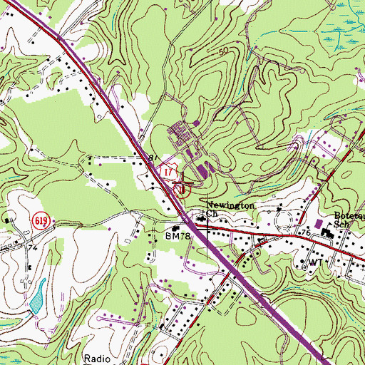 Topographic Map of Riverside Middle Peninsula Hospital Heliport, VA