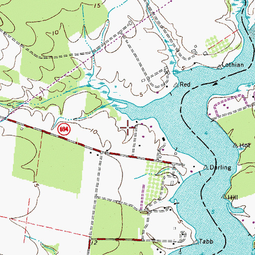 Topographic Map of Handy Strip, VA