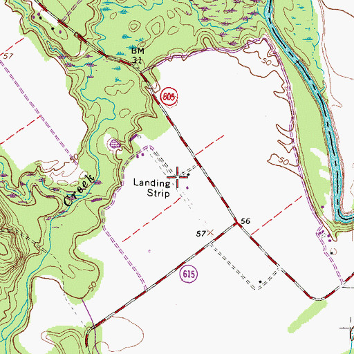 Topographic Map of Woods Farm Airstrip, VA