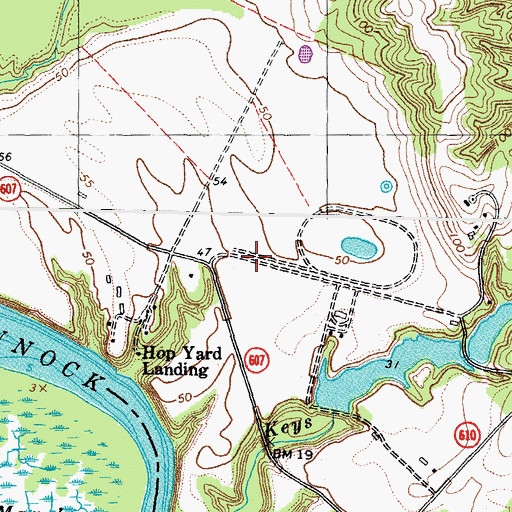 Topographic Map of Powhatan Airport, VA