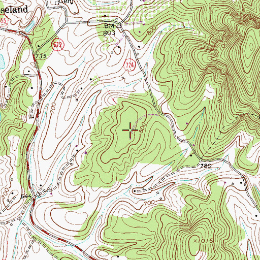 Topographic Map of Flatwoods Airport, VA