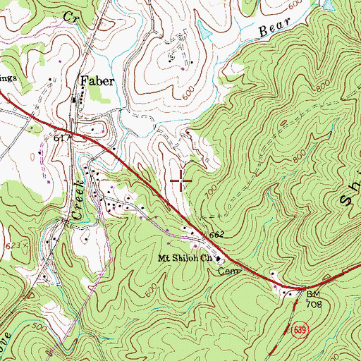 Topographic Map of Faber Airport, VA