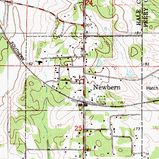 Topographic Map of Newbern Baptist Church, AL