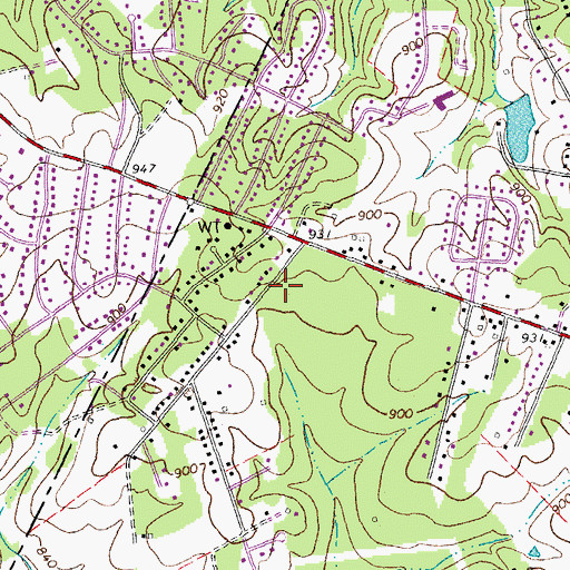 Topographic Map of Timberlake Airport (historical), VA