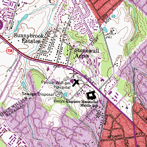 Topographic Map of Prince William Hospital Heliport, VA