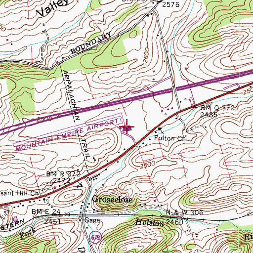 Topographic Map of Mountain Empire Airport, VA