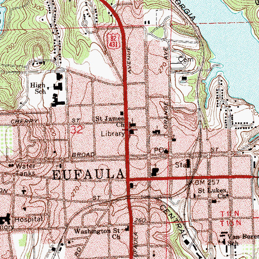Topographic Map of Carnegie Library, AL