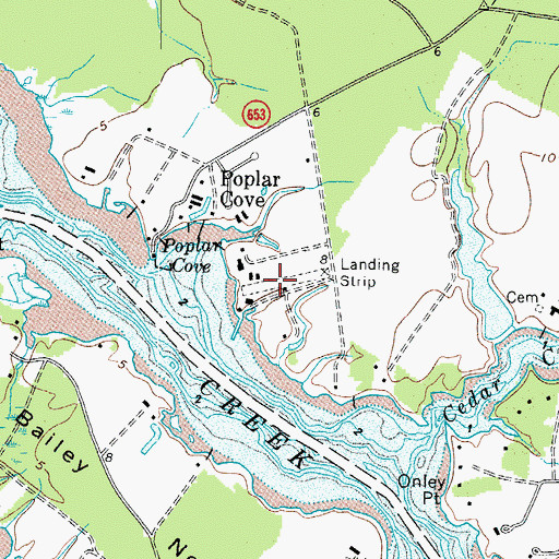 Topographic Map of Peace and Plenty Farm Airport, VA