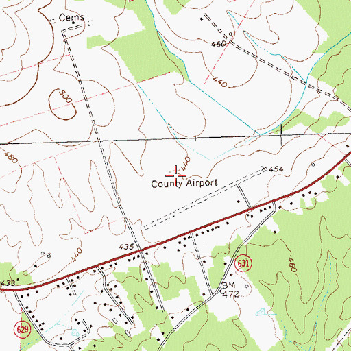 Topographic Map of Orange County Airport, VA