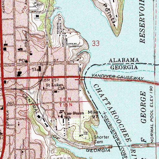 Topographic Map of Governors Park, AL