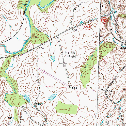 Topographic Map of Harris Airport (historical), VA