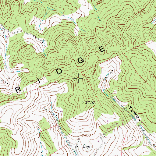Topographic Map of Tazewell County Airport, VA